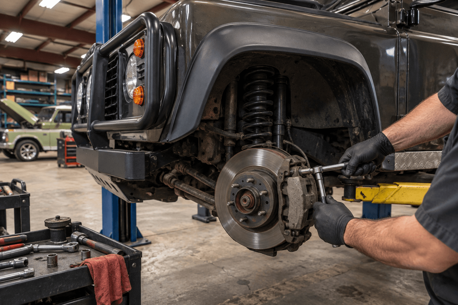Illustration of brake disc and caliper service